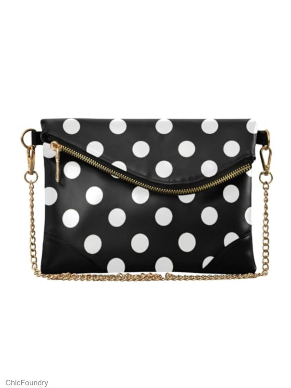 Faux Leather Foldover Clutch Crossbody Wristlet Evening Bag